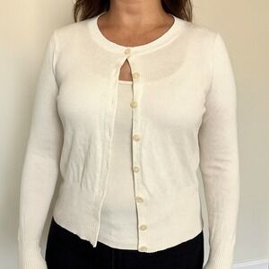 Express Womens Cardigan Sweater XS Extra Small Button Front Long Sleeve Cream